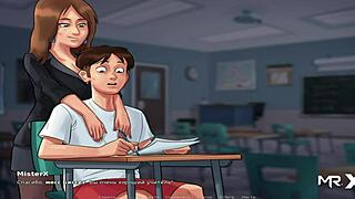 summertimesaga - i'll teach you french, episode 1 scene 35, in anime hentai style with european cartoon elements.