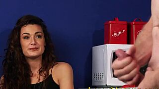 Clothed Brunette In Heels Watches Humiliation Fetish Scene With Horny Babe