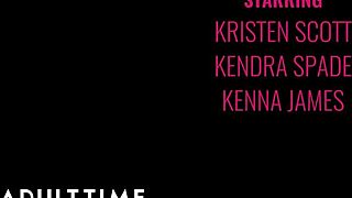 Adult Time shows teen 18+ lesbians Kendra and Kristen diving into pussy at a picnic.