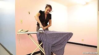 hot housewife giving home handjob to monster cock