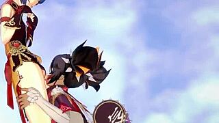 ganyu, keqing, xiangling, xinyan in wild futanari action - genshin impact hentai