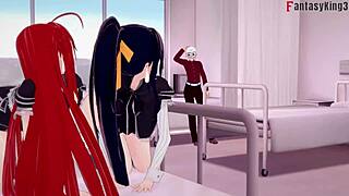 Feeling the madness in HS DxD NTR with Akeno and Rias