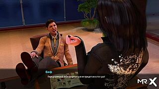 character takes a relaxing shower in the game