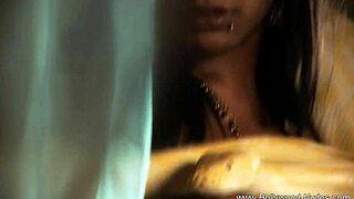 This bolly babe teases with striptease ripping clothes dancing nude