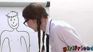 Hot lesbian action with fingering and strap-on toys