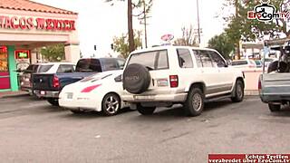 skinny blonde teen with small tits enjoys the big black cock in this european scene