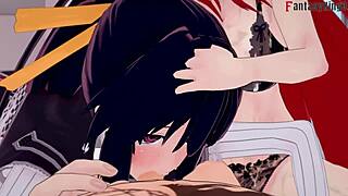 Feeling the madness in HS DxD NTR with Akeno and Rias