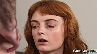 Oh yeah, horny looker swallows every cumshot in this facial blowbang!