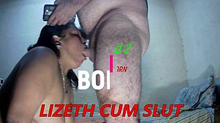 Lizeth Sucking Cock - Blowjob With Cum Into Her Mouth Ass Close Up Tits Cum Sucking Face Fucking Wet Fat.