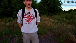 During summer cycling, a young guy receives a hot blowjob