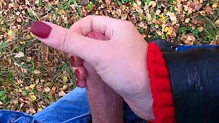 Risky public handjob by cute teen Nata Sweet in forest—were we caught?