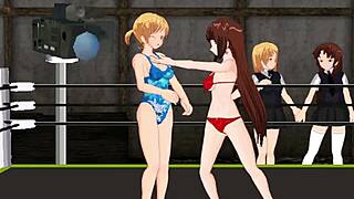 Nina vs Karin princess fight turns lesbian