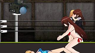 Nina vs Karin princess fight turns lesbian