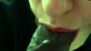 close up view of lipstick smeared blowjob
