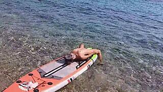 Natural Girl Gets Creamy Pussy on Beach Rock