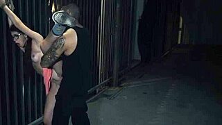 Outdoor 3D bondage scene where guys make passes at bound teen in extreme domination