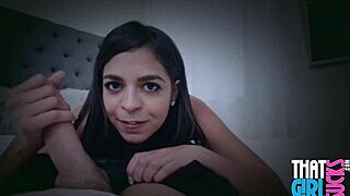Petite latina teen 18+, suck this big cock POV now!