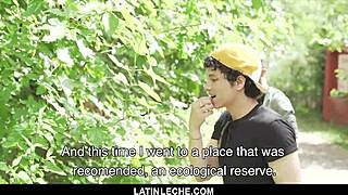Tattooed stud fucks sexy latino boy outdoors bareback.