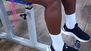 Two Young Amateurs Exchange Looks At Gym, Then He Fucks Her Shaved Pussy And Ass With Big Cock