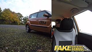 Holy Crap! Fake Driving School Teen with Hairy Pussy Gets Creampied!