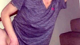 wife teases with pierced pussy while rubbing on the stairs.