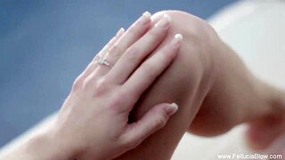 wow, this brunette gives amazing blowjob and handjob, leading to huge cumshot