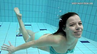 gazel podvodkova swims naked underwater in the pool
