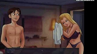 Massaging hot blonde teen's big tits in public