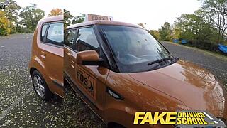 Holy Crap! Fake Driving School Teen with Hairy Pussy Gets Creampied!