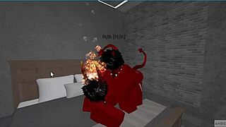 Demon passionately fucks hot rich femboy in rough missionary, deepthroat leads to creampie