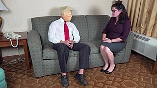 Vladimir Putin parody where the mature milf in cosplay gives a hilarious blowjob and swallows