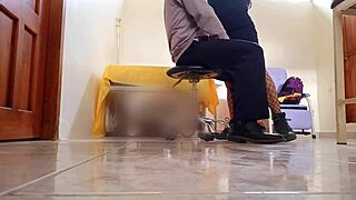 in the hospital waiting room, patients passionately touch each other's big natural tits while awaiting the doctor