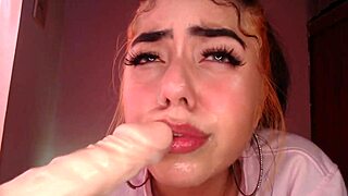 Egirl spits and drools on cock in costume