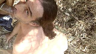 Gay American Sucks Young Mexican Cock in Public Park Blowjob