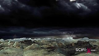 a cuffed japanese girl goes wild with sex in a sci-fi military bunker setting