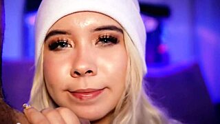 A cute teen enjoys close-up interactions with her friend's assets.