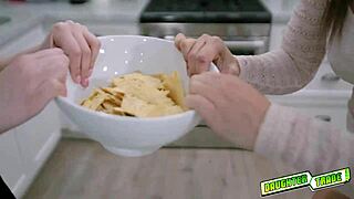 Horny daddies railing teen brunettes hard with mature cocks in missionary