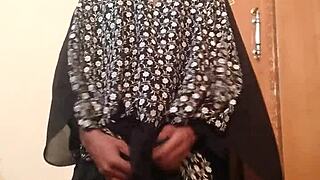 Hot Gay Masturbation Sex While Wearing Wife's Silk Gown!