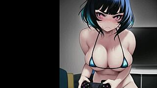 anime girls sucking and kissing in the rain