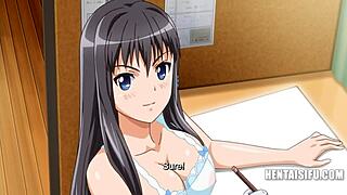 girls working at an animation company interact with their male intern in an erotic way