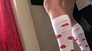 Busty petite teen with cute body gets fingered until orgasm and wet pussy