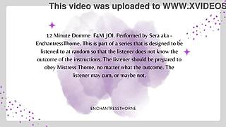 Femdom mistress instructs jerk off for cum eating orgasm.