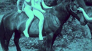 Vintage Taboo Pussy Play with Hairy Doggystyle Outdoors