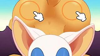 Anime Character Rouge Sucks Cock and Swallows Cum During Anal Fucking