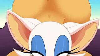 Anime Character Rouge Sucks Cock and Swallows Cum During Anal Fucking