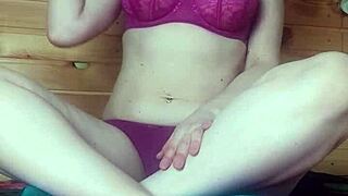 Sweet girl in mask uses vibrator for intense pussy orgasm