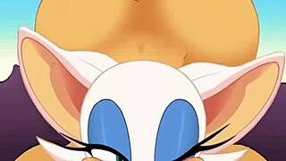 Anime Character Rouge Sucks Cock and Swallows Cum During Anal Fucking