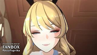 in video 85, the anime character gets bent over for doggystyle fucking