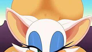 Anime Character Rouge Sucks Cock and Swallows Cum During Anal Fucking