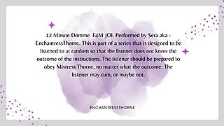 Femdom mistress instructs jerk off for cum eating orgasm.